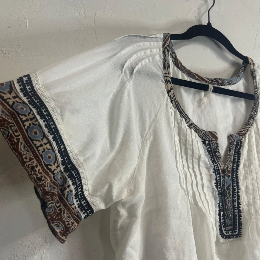 Free People Meet Me in Marfa Short Dress Embroidered Pintuck Pockets Large Women